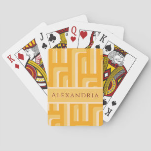 Personalised Yellow Geometric Pattern Playing Cards