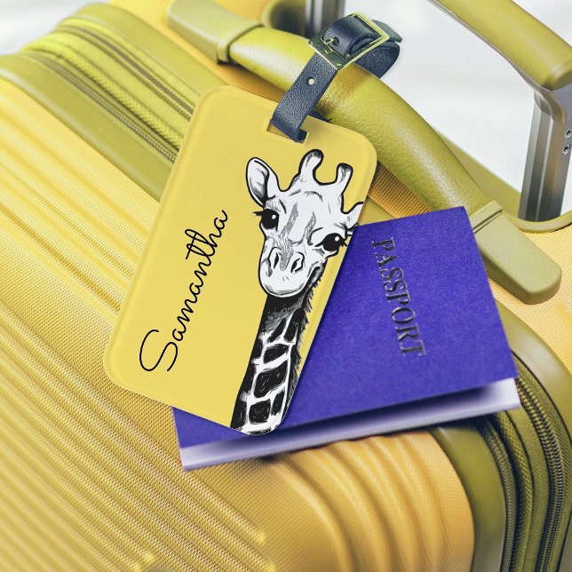 Personalised Yellow Giraffe Luggage Tag (Creator Uploaded)