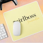 Personalised Yellow #GirlBoss Name  Mouse Mat<br><div class="desc">Add a pop of sunshine to your workspace with this cheerful yellow #girlboss mouse pad! Featuring bold black typography and a customisable name in a warm golden script, this empowering design is perfect for female entrepreneurs, office queens, students, or any driven woman. Ideal as a motivational desk accessory or thoughtful...</div>