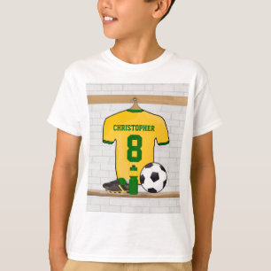 Personalised Yellow Green Football Soccer Jersey T-Shirt