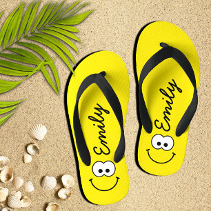 Personalised Yellow Kid's Flip Flops