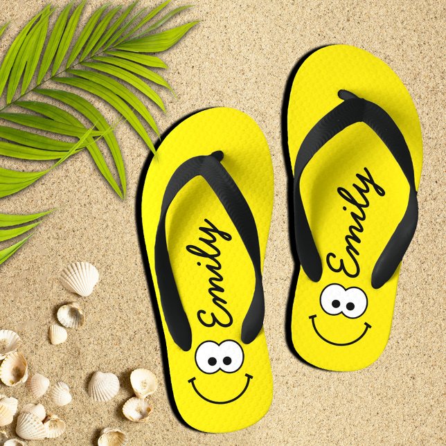 Personalised Yellow Kid's Flip Flops (Creator Uploaded)