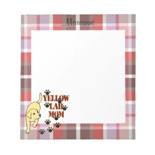 Personalised Yellow Lab Mum Plaid Notepad