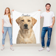 Personalised Yellow Lab Portrait Pet Photo Blanket