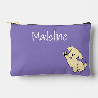 Personalised Yellow Lab Puppy Cute Dog Purple  Accessory Pouch