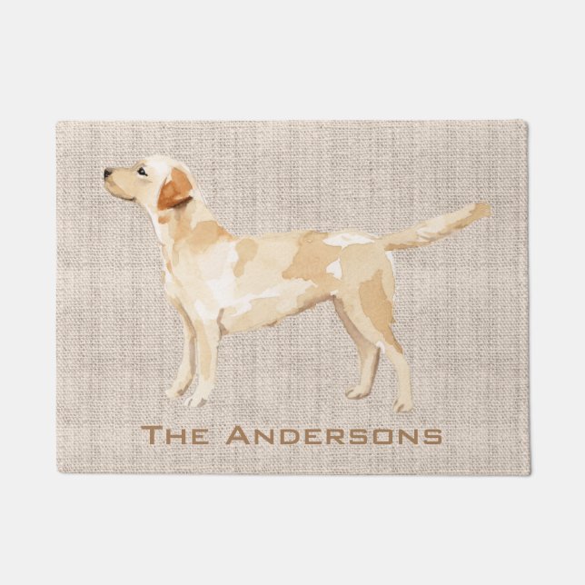 Personalised Yellow Lab Silhouette Doormat (Front)