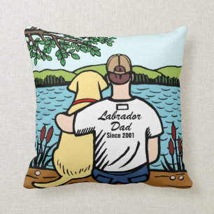 Personalised Yellow Labrador and Dad 2 Cushion