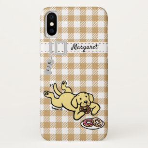 Personalised Yellow Labrador and Doughnuts iPhone X Case