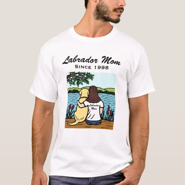 Personalised Yellow Labrador and Mum Long T-Shirt (Front)
