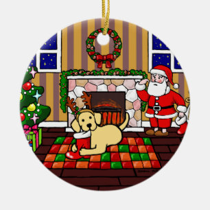 Personalised Yellow Labrador Christmas Cartoon Ceramic Tree Decoration