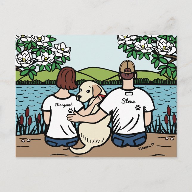 Personalised Yellow Labrador Family Brown S Postcard (Front)