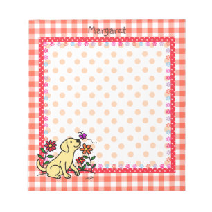 Personalised Yellow Labrador & Green Notepad