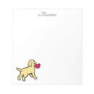 Personalised Yellow Labrador Puppy and Heart Notepad
