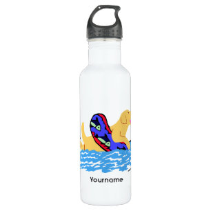 Personalised Yellow Labrador Swimming 710 Ml Water Bottle