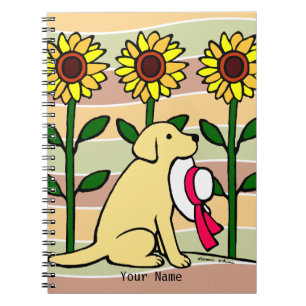 Personalised Yellow Labrador with Sunflowers Notebook