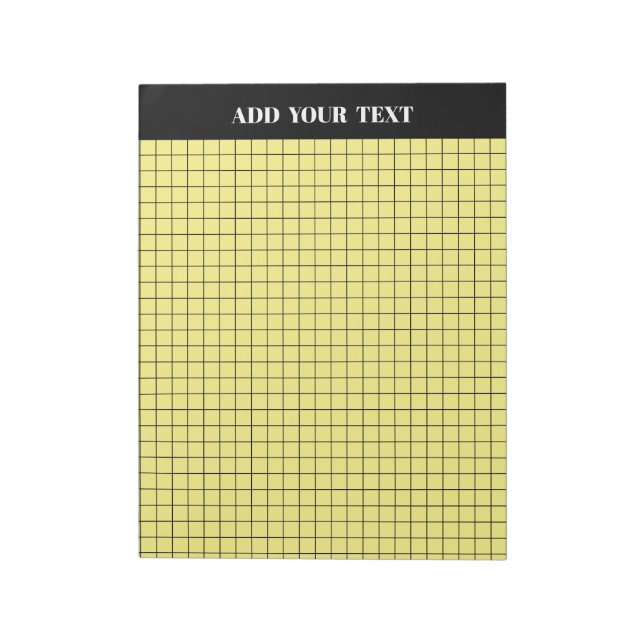 Personalised Yellow  Large Graph Paper Notepad (Rotated)