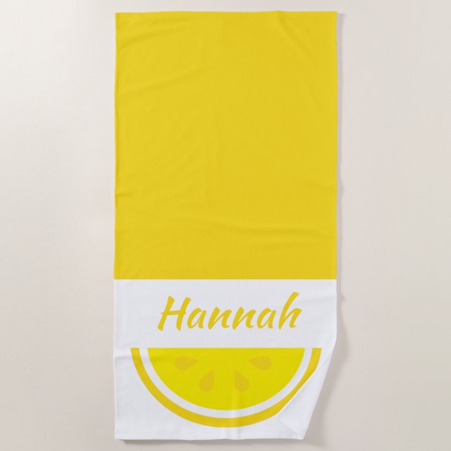 Personalised Yellow Lemon Beach Towel (Front)