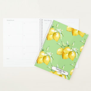 Personalised Yellow Lemons on Light Green Planner