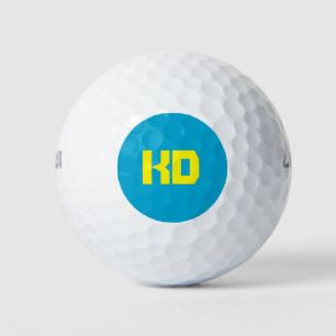 Personalised Yellow Monogram Simple Elegant Blue Golf Balls