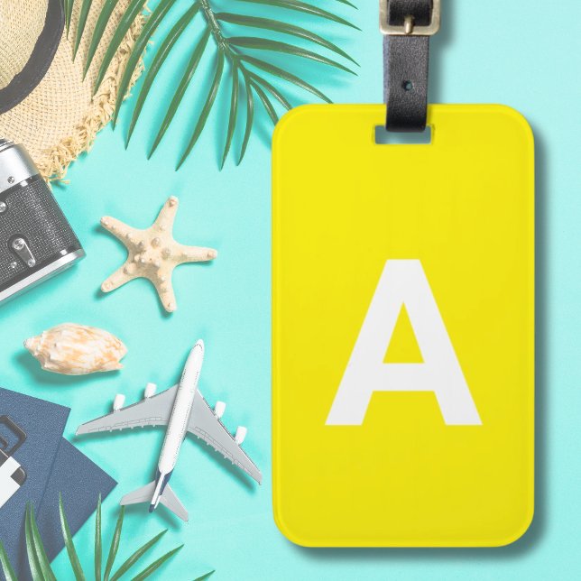Personalised Yellow Monogrammed Simple Modern Luggage Tag (Personalised Yellow Monogrammed Simple Modern Luggage Tag)
