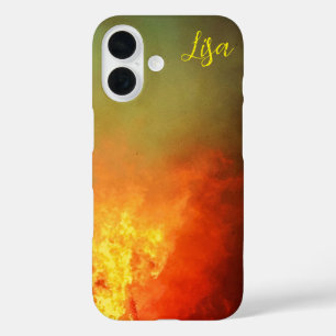 Personalised Yellow Orange Fire Apple iPhone Case