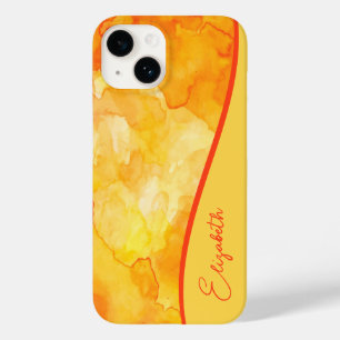 Personalised Yellow Orange Watercolor Case-Mate iPhone 14 Case
