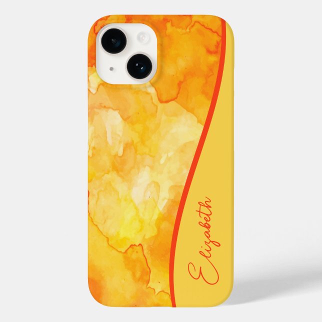Personalised Yellow Orange Watercolor Case-Mate iPhone Case (Back)