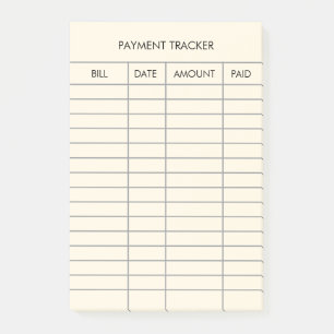 Personalised Yellow Payment Tracker  Post-it Notes