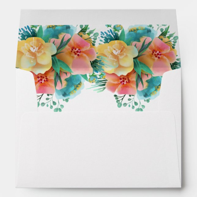 Personalised Yellow Peach Pink Floral Watercolor Envelope (Back (Bottom))
