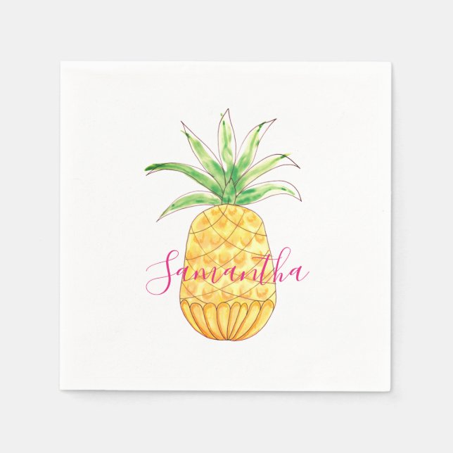 Personalised Yellow Pineapple Napkin (Front)
