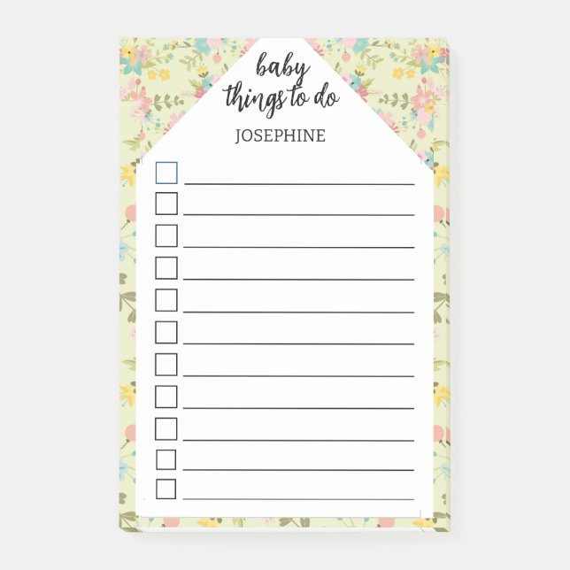 Personalised Yellow Pink Green  baby things to do Post-it Notes (Front)