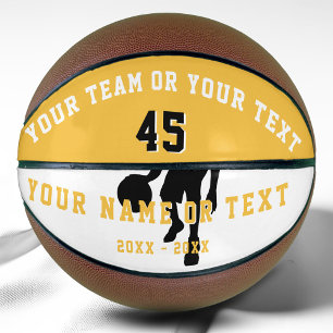 Personalised Yellow Player Silhouette Team Kids Basketball