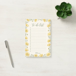 Personalised Yellow Poppy To Do List Notepad