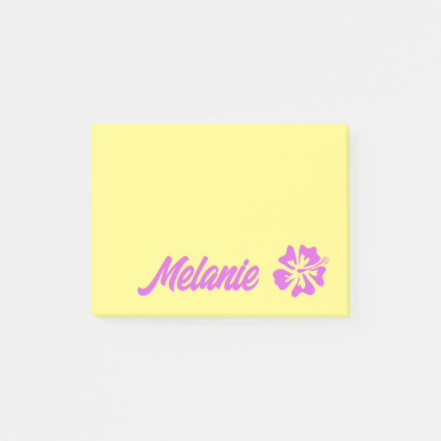 Personalised yellow Post-it® notes with flower (Front)