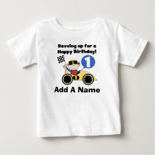 Personalised Yellow Race Car 1st Birthday Tshirt