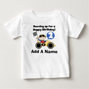 Personalised Yellow Race Car 2nd Birthday Tshirt