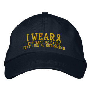 Personalised Yellow Ribbon Awareness Embroidery Embroidered Hat