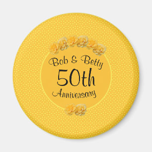 Personalised Yellow Rose 50th Anniversary Magnet