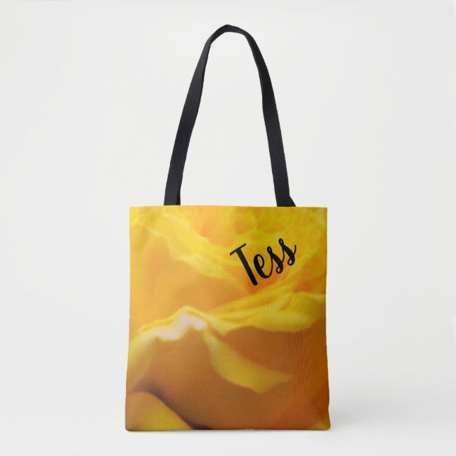 Personalised Yellow Rose Blossom Design Tote Bag (Front)