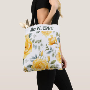 Personalised Yellow Roses and RX Symbol Tote Bag