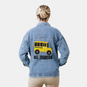 Personalised Yellow School Bus Driver Education Denim Jacket