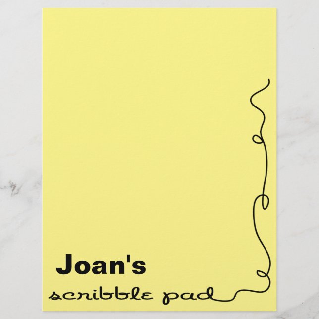 Personalised Yellow Scribble Pad (Front)