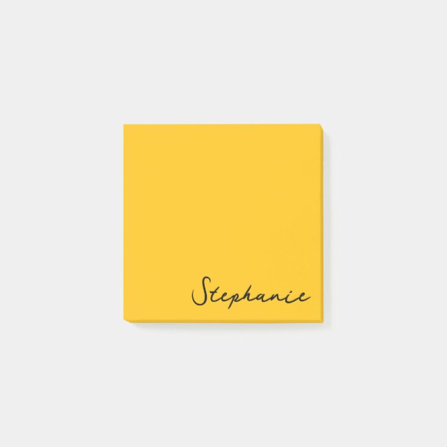 Personalised Yellow Script Post it Sticky Notes (Front)