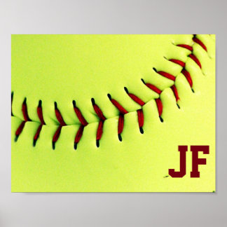 Personalised yellow softball ball poster