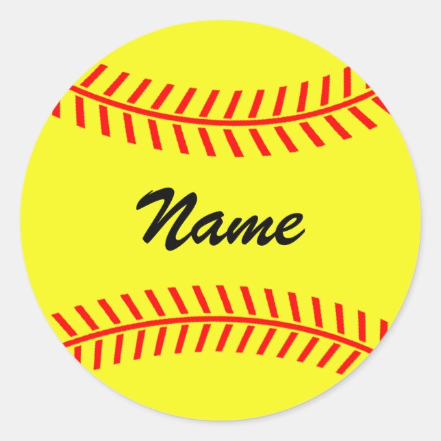 Personalised yellow softball stickers (Front)