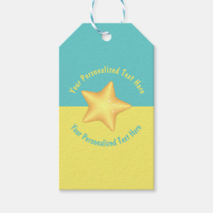 Personalised Yellow Star Pool Blue Yellow Gift Tags
