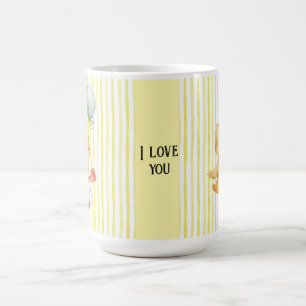 personalised yellow stripe duckling birthday plate coffee mug