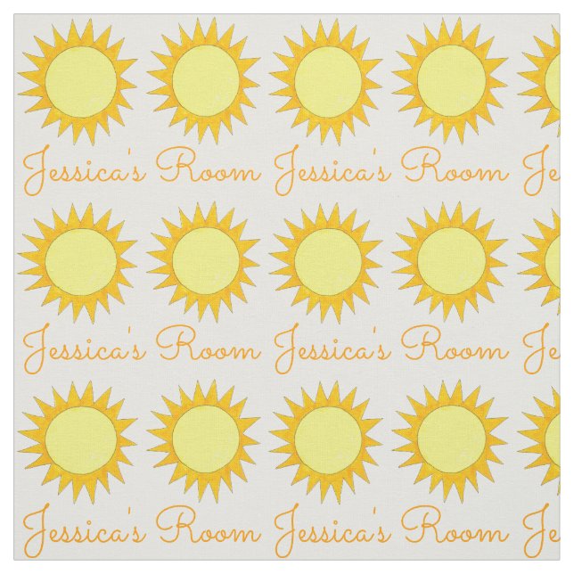Personalised Yellow Sun Sunny Summer Sunshine Fabric (Swatch)