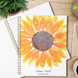 Personalised Yellow Sunflower Planner<br><div class="desc">This floral planner is decorated with a watercolor yellow sunflower.
Easily customisable with your name and year.
Original Watercolor © Michele Davies.</div>