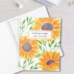 Personalised Yellow Sunflower  Planner<br><div class="desc">This unique Planner is decorated with yellow watercolor sunflowers and green leaves  on a white background. 
Easily customisable with your name and year.
Original Watercolor © Michele Davies.</div>